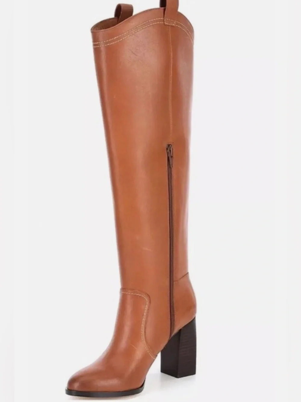 Deltan Brianne Women's Size 8M Western Tall Brown Classy Chic Leather Boots - Picture 5 of 15